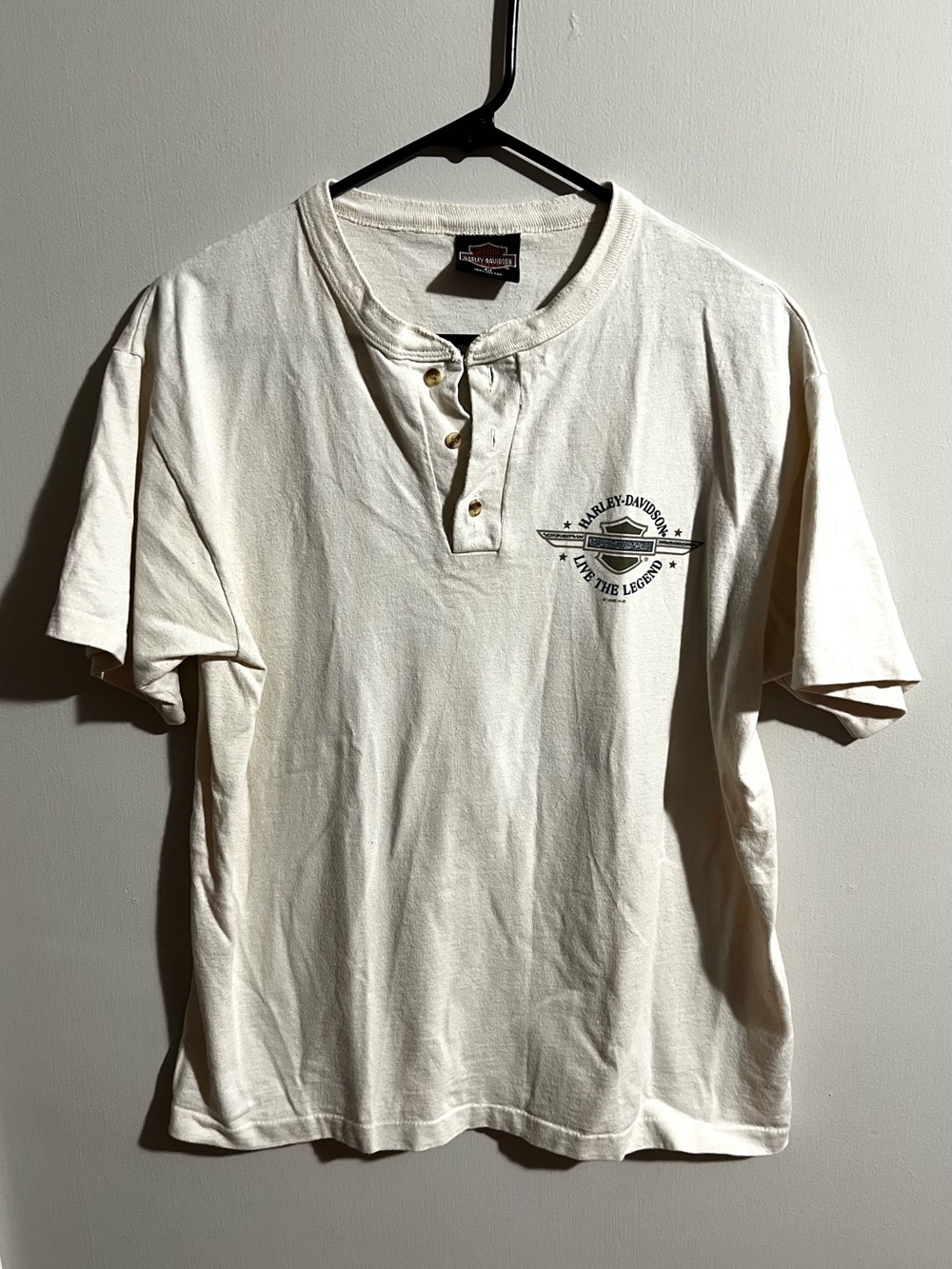 Harley-Davidson Cream Henley Short-Sleeve Shirt